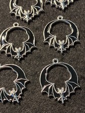 Bat Charms Pendants Enamel 28x24 H-1.8 10 pcs