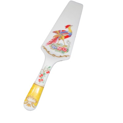 Andrea by Sadek Ceramic Porcelain Cake Pie Server  Birds Cardinals