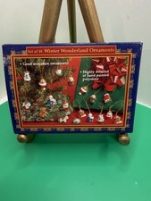 Vintage Set Of Miniature Hand Painted Polystone Winter Wonderland Ornaments