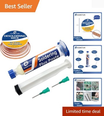 Desoldering Wick and Soldering Flux Paste for Electronics Repair, No Clean Fl...