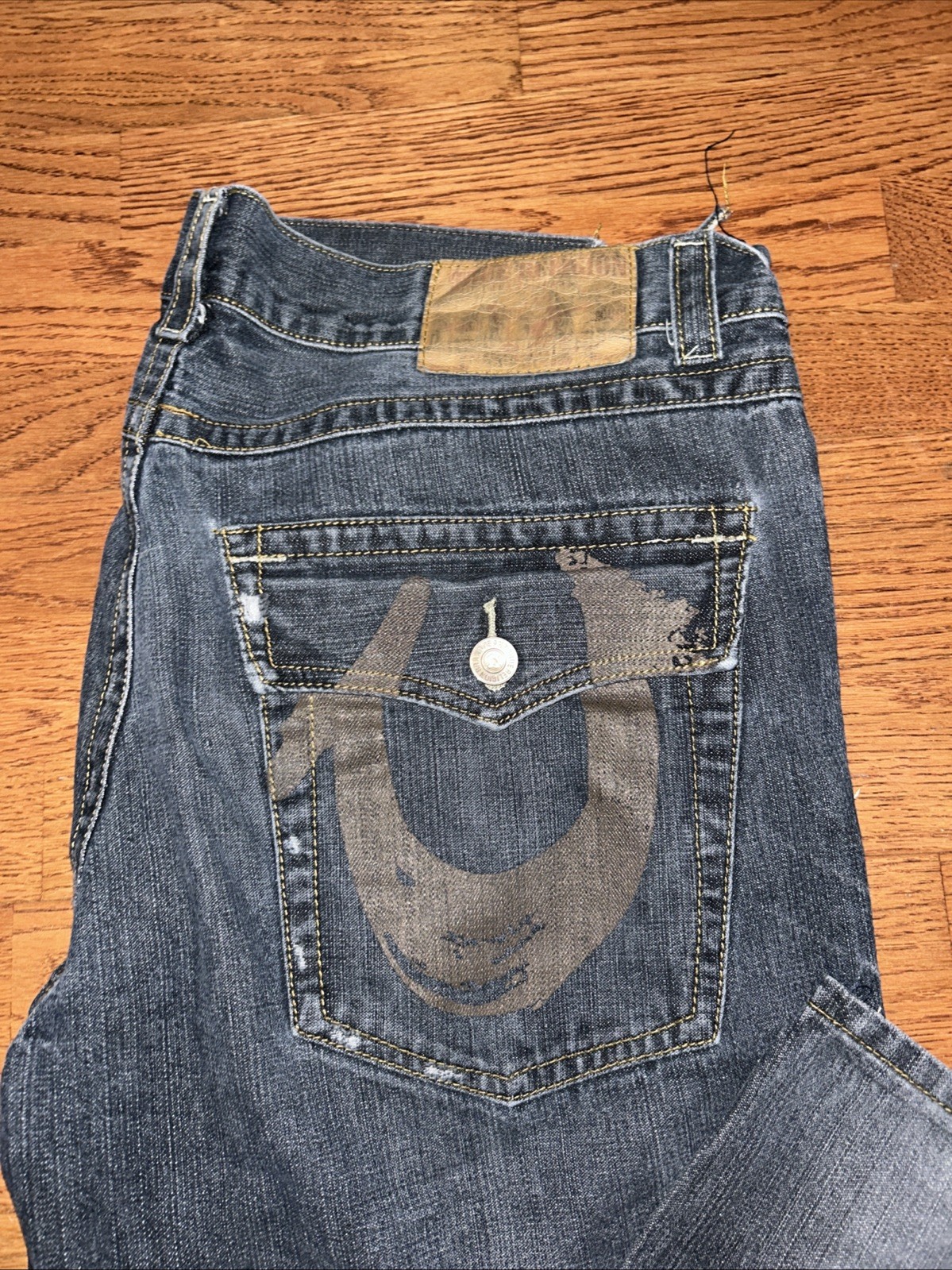 Vtg True Religion Men's 40 x 33 painted pocket distressed thumbnail 2