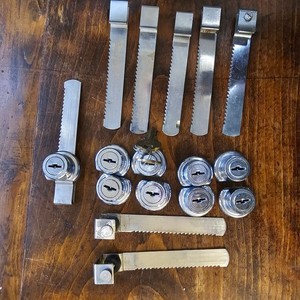 Lot of 9 Sliding Glass Display Cabinet Door Locks and 8 Ratchets. Used