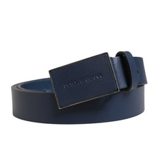 DOLCE & GABBANA Belt Blue Calfskin Leather Logo Metal Buckle 115cm / 46in 470usd