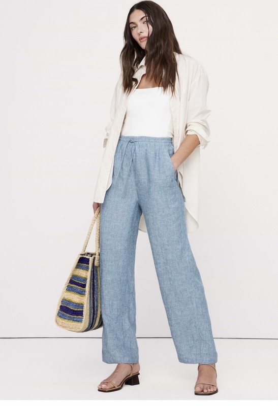 Banana Republic Large The Getaway Straight-Leg Pull-On Pant in Linen NWT!
