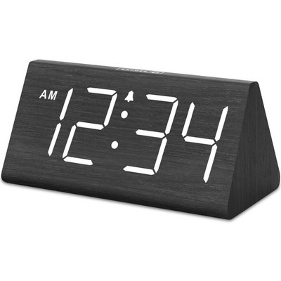 DreamSky Wooden Digital 5.96 inches (W) x 2.7 (H), Black (Plug-in)