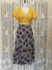 Sag Harbor Petite Vintage Floral Skirt Blue Purple Yellow M 100 Rayon