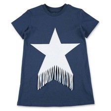 Stella McCartney Kids Fringed Star Cotton T-Shirt Dress, Size 12Y