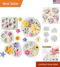 Multi-Purpose 5Pcs Silicone Flower Molds - BPA Free, Perfect for Desserts