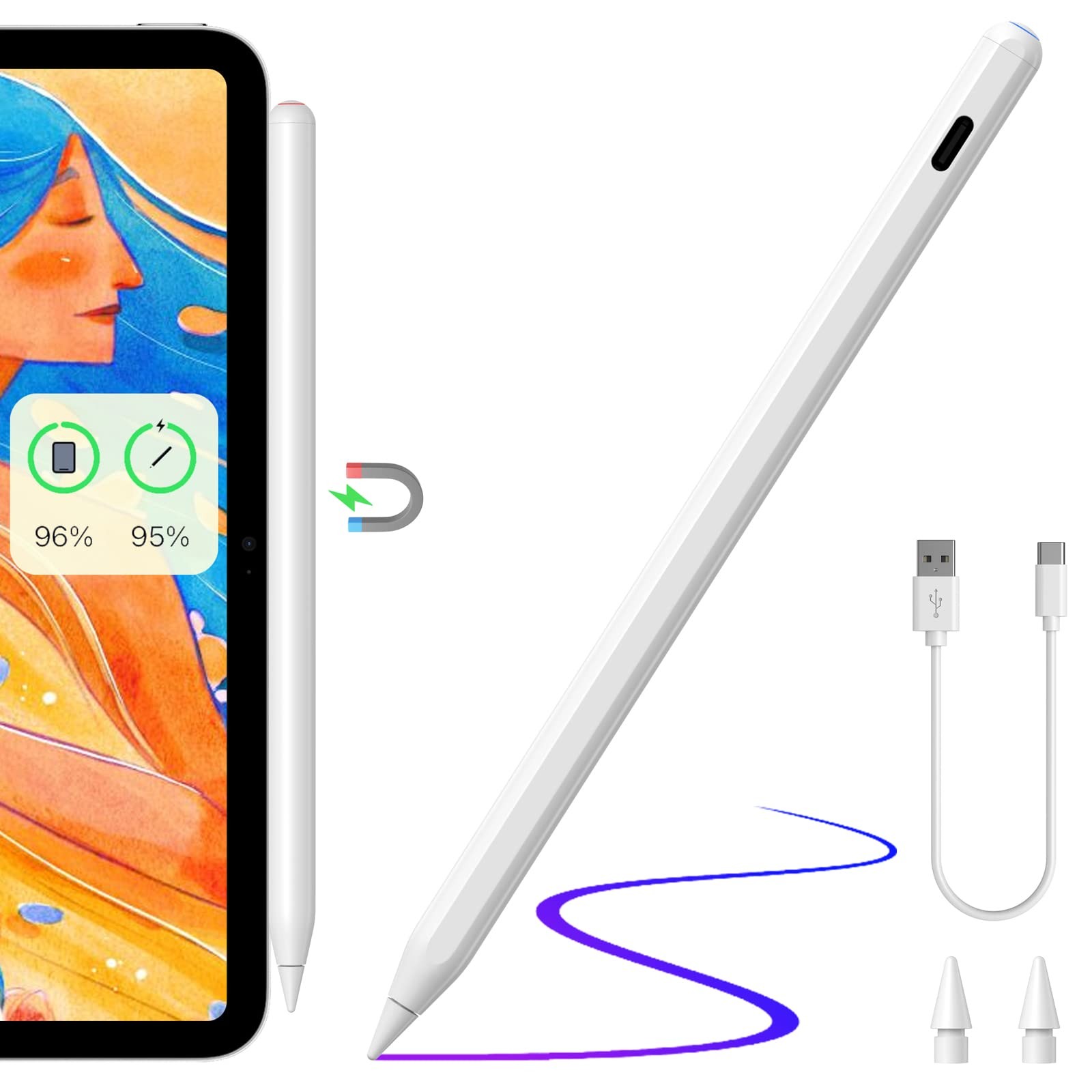 iPad Stylus Pen with Wireless Charging - Apple Pencil Alternative for iPad