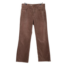 Anthro Pilcro The Yaya Mid Rise Corduroy Crop Flare Jeans Size 27 Brown Western