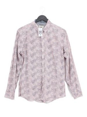 Steel & Jelly Herren Hemd M Rosa Geometrisch 100% Baumwolle Basic