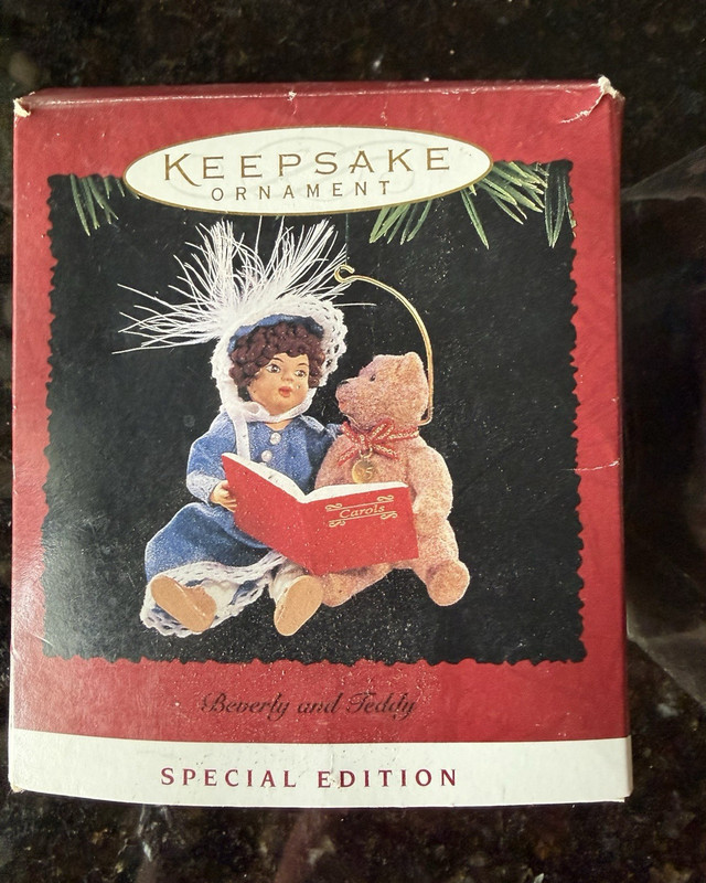 Hallmark Keepsake Special Edition Girl w/ Teddy Bear Christmas Ornaments Set 3