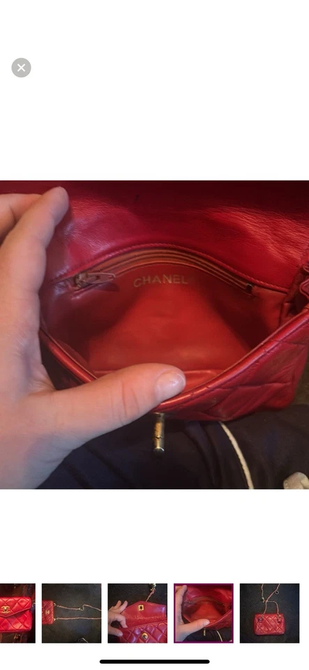 CHANEL Quilted Red Leather Mini Crossbody Bag Or Belt - Image 3 of 4
