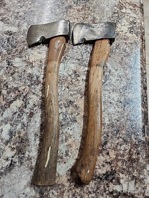 2 VINTAGE PLUMB CAMP AXE HATCHETS CAMPING BOYS AXE'S 1 1/4 & 1 1/2lb MADE IN USA