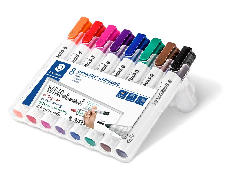 Lumocolor 351 WP8 Whiteboardmarker Rundspitze 2 mm aufstellbare Box mit 8 far... - Bild 2 von 3