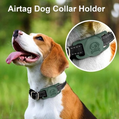 Haustier Apple Air Tag Airtags Tracker und Schutzhülle Hund Katze Halsband Grün