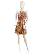 SHEIN Halter Neck Paisley Print Mini Dress Size Small Boho Summer Beach colorful
