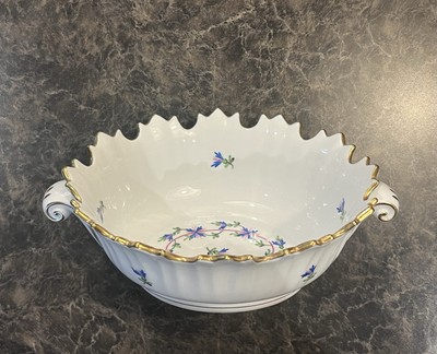 HEREND Blue Garland  Oval Open Candy Dish  Crafted In Hungary