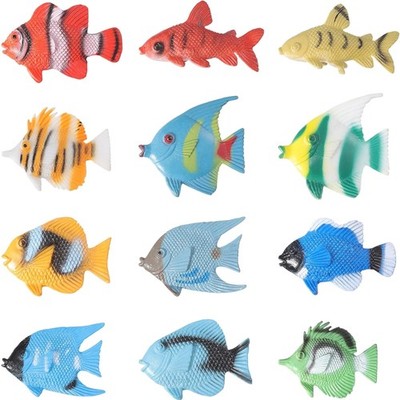 12 Stück Mini Kunststoff Fisch Spielzeug Simulation Tropischer Fisch Modell K...