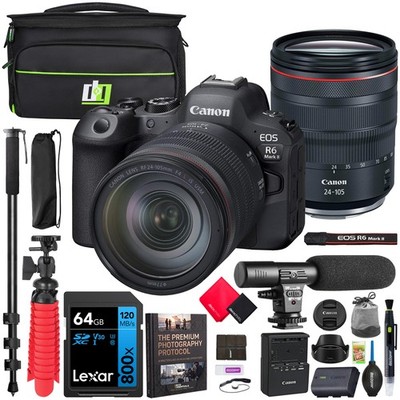 Canon EOS R6 Mark II Mirrorless Camera + RF 24-105mm F4 L IS USM Lens Kit Bundle