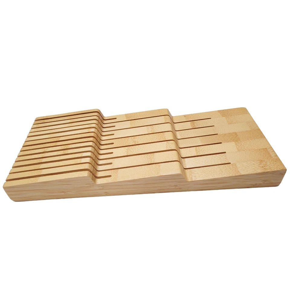 Knife Block Drawer Organiser Bamboo Knives Storage In-Draw 6 Long and 7 Short - Image 2 of 4