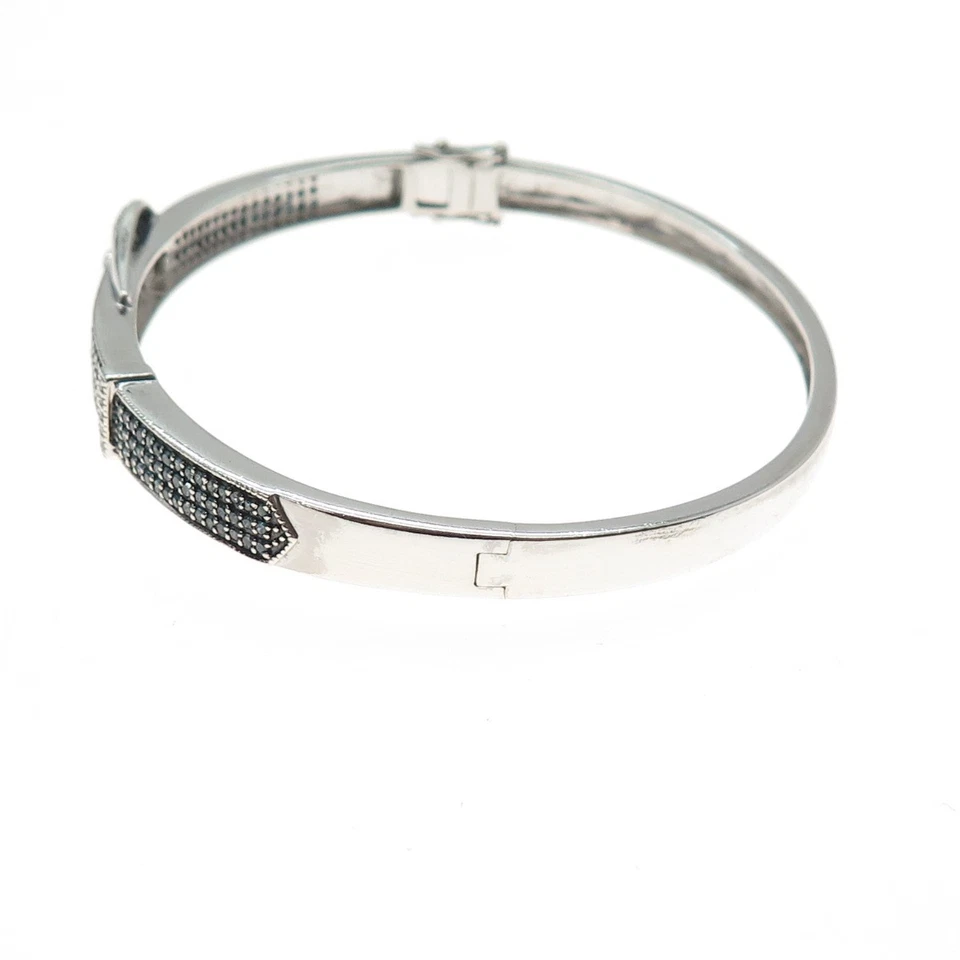 925 Пробы реальный синий и белый бриллиант ремень пряжка браслет 7,25» - Изображение 4 из 4