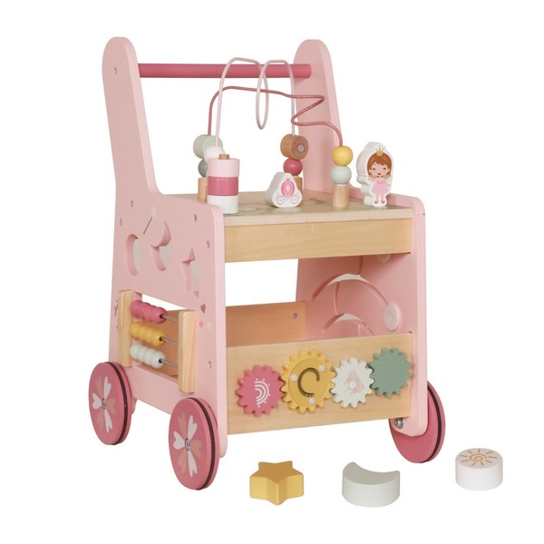 Lauflernhilfe Holz Baby Lauflernwagen Montessori-Lernspielzeug Ab 1 Jahr Rosa-image