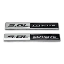 2x Silver&Black Metal 5.0L COYOTE Emblem Badge V8 GT Replacement Decal Sticker