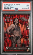 2025 Topps Chrome Cactus Jack Wrestlemania Rhea Ripley Red Raywave #d 5/5 PSA 9