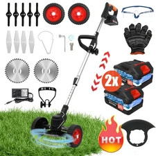 Electric Cordless Grass String Trimmer Lawn Edger WeedWacker Cutter + 2 Battery