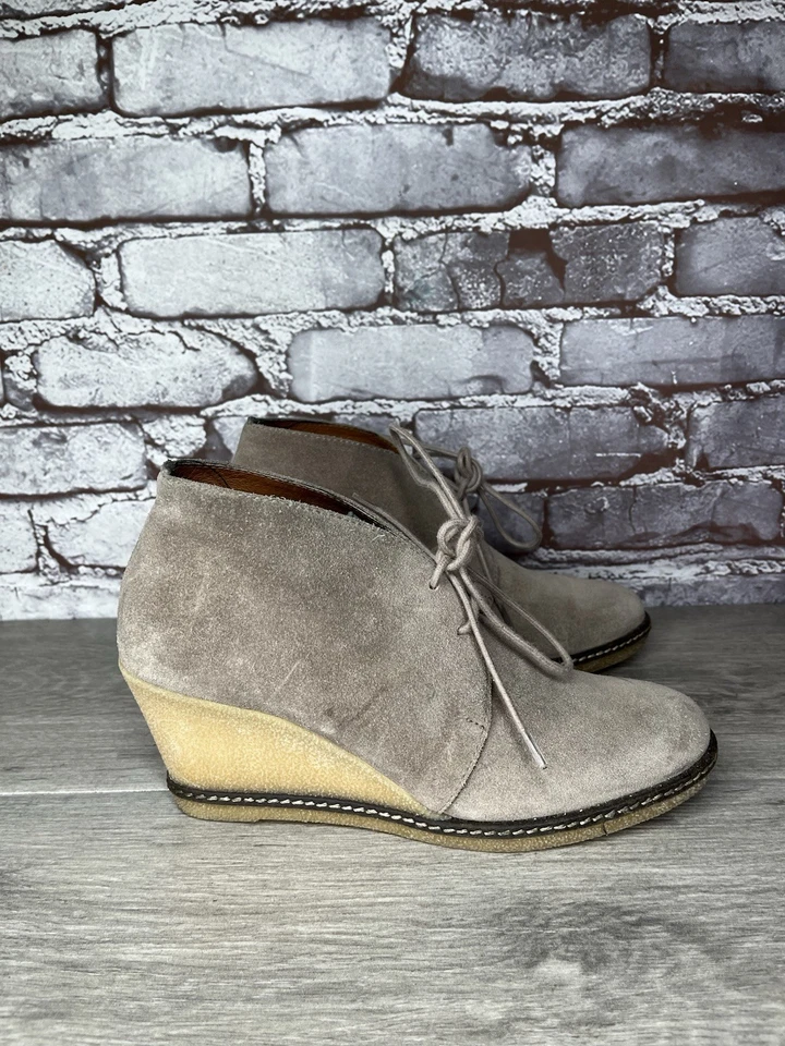 Donald Pliner Harmony Gris Gamuza Con Cordones Goma Cuñas Botines Mujer Talla 8M Foto 3 de 4