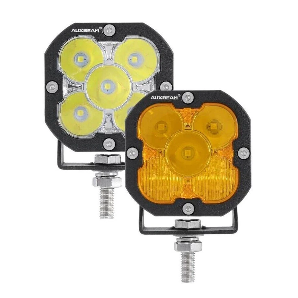 4PÇS AUXBEAM 3 POLEGADAS LED PODS LUZES DE DIREÇÃO BRANCO E AMARELO DRL PARA FORD F150 F250 - Imagem 4 de 4