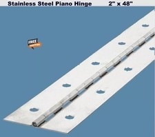 Stainless Steel Piano Hinge 2" x 48" Continuous Full Surface Non-removable Pin