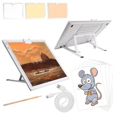A3 Light Pad,  Tracing Light Box 3 Colors Mode A3 with Top Clip/Stand (White)