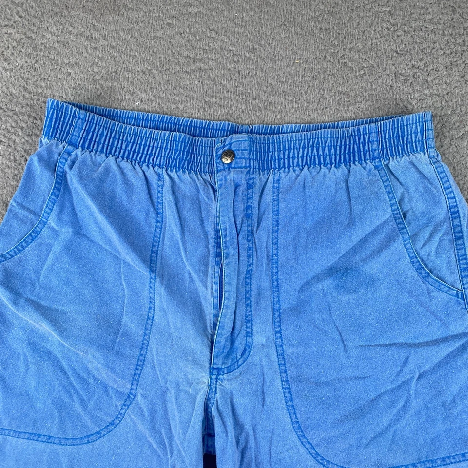 Shorts jeans masculino vintage Ocean Pacific OP grande (34 polegadas) azul 5' costura interna EUA 80 anos - Imagem 2 de 4