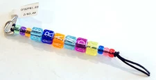 Brandy Zipper Pull Charm Rainbow Sparkle Beads Blocks Key Chain