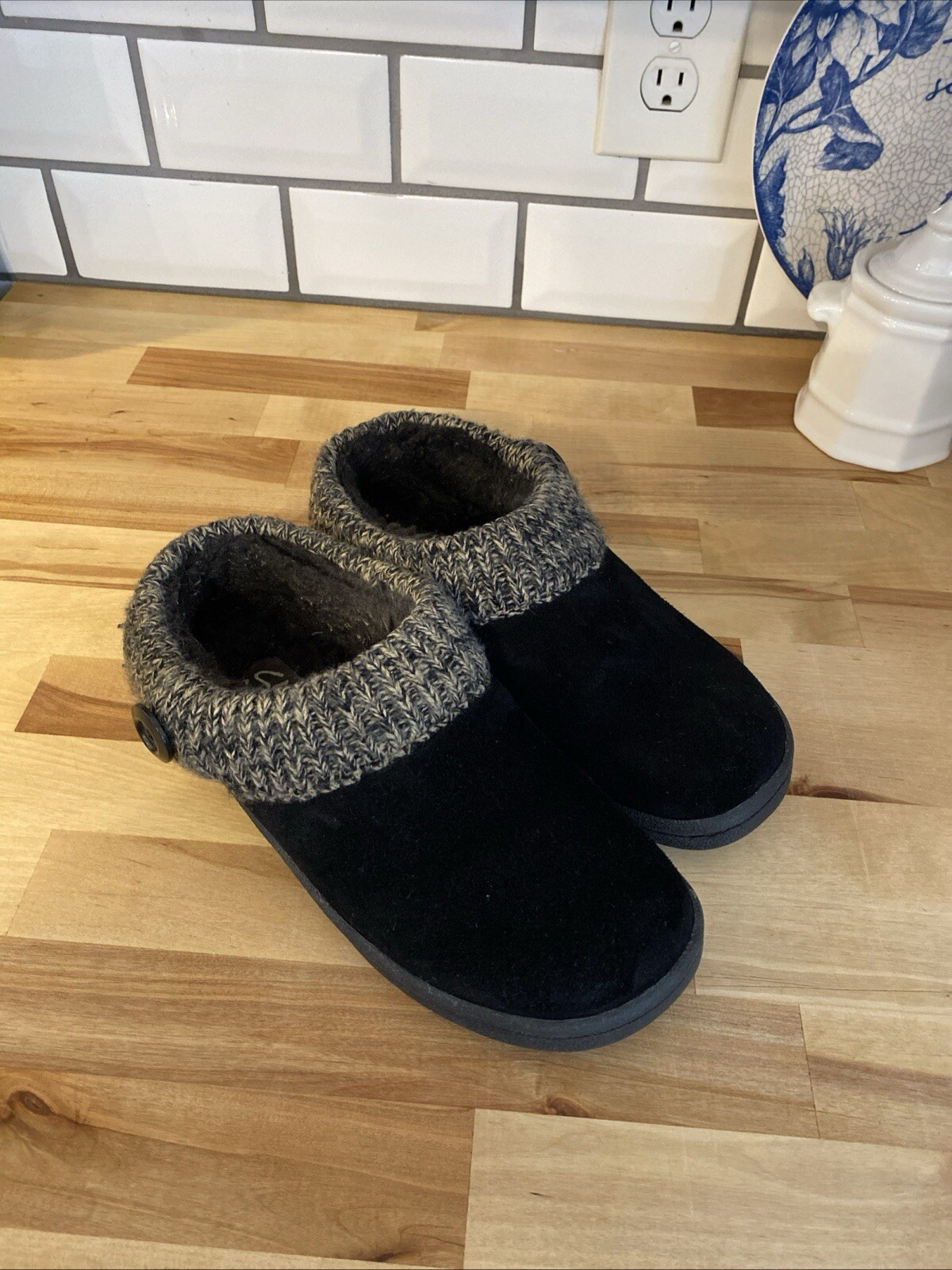 APL CLARKS Ciabatta da donna in maglia con graffi Nero 8M US