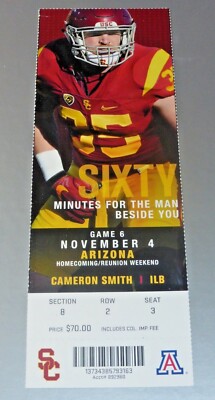 2017 USC TROJANS FOOTBALL VS ARIZONA FULL TICKET ~CAMERON SMITH
