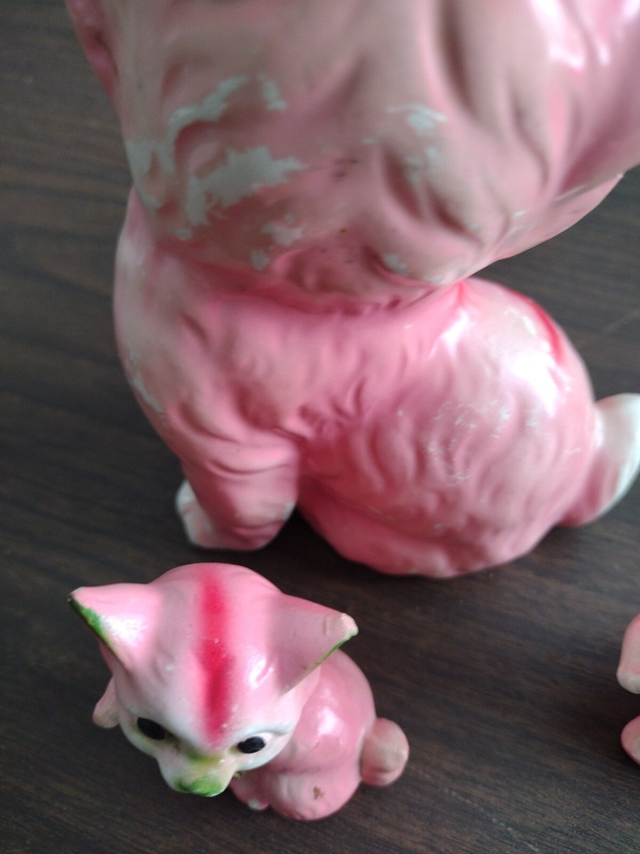 Vintage Kitsch Blue Momma Cat w/Kittens Brinns Made In Japan With
