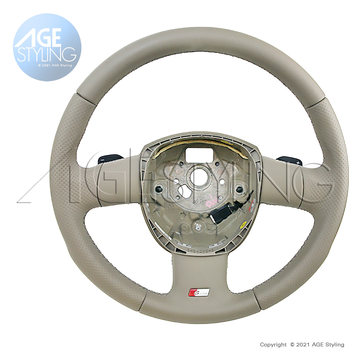 OEM Audi S-line A4 A6 A8 Kamut Beige Leather Steering Wheel Gear 