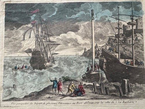 Oran (Algérie) gravure XVIIIéme Départ de plusieurs vaisseaux du Port. - Imagen 2 de 9