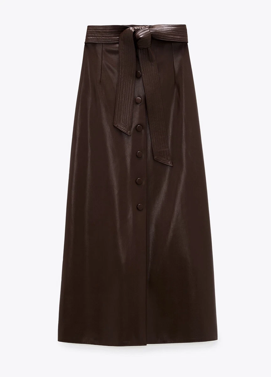 Faux leather top midi skirt zara