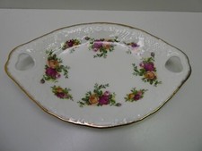 ROYAL ALBERT OLD COUNTRY ROSES GILT CAKE PLATE BONE CHINA PORCELAIN