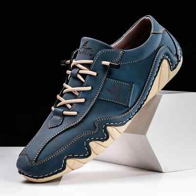 Men's Casual Leather Shoes Loafers Breathable Flats Walk Male Sneakers Plus Size