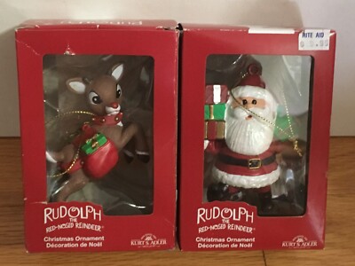 Rudolph the Red Nose Reindeer Ornaments Kurt Adler - Santa & Deer | eBay