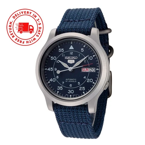 Seiko 5 Sports Military Automatic Blue Dial Band SNK807K2 Men&amp;#039;s Watch Case 37 mm