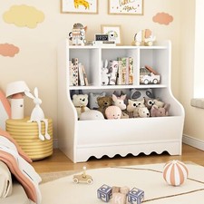 3 Tier Bookshelf, Kids Toy Storage Organizer Cabinet for Organizing Books,White