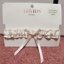 David's Bridal White Wedding Garter New Adjustable Size