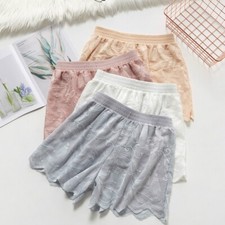 Embroidery Women Lace Shorts Underwear Knickers Loose Sleepwear Petticoat Black