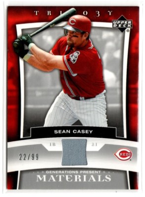 2005 UD Trilogy Generations Present Sean Casey JERSEY REDS 22/99